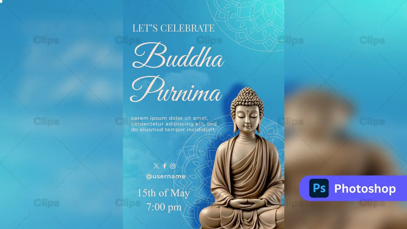 Buddha Purnima Celebration Poster PSD Template
