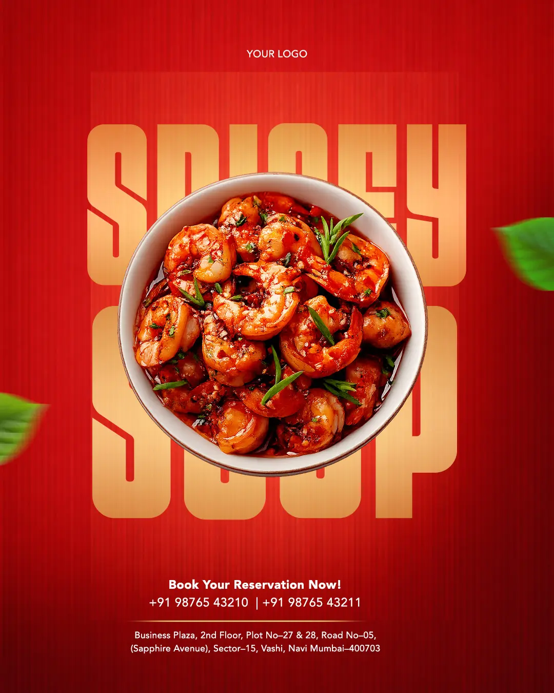 Sizzling Prawns Restaurant Menu Ad Template