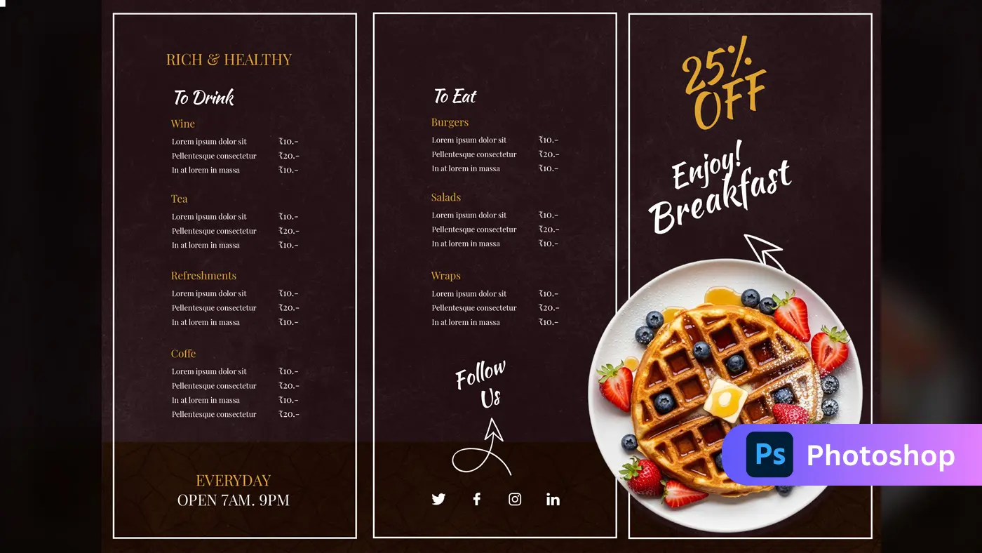 Luxury Breakfast Café Menu Template