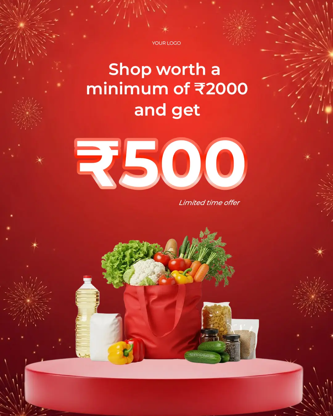 Festive Supermarket Offer Ad Template