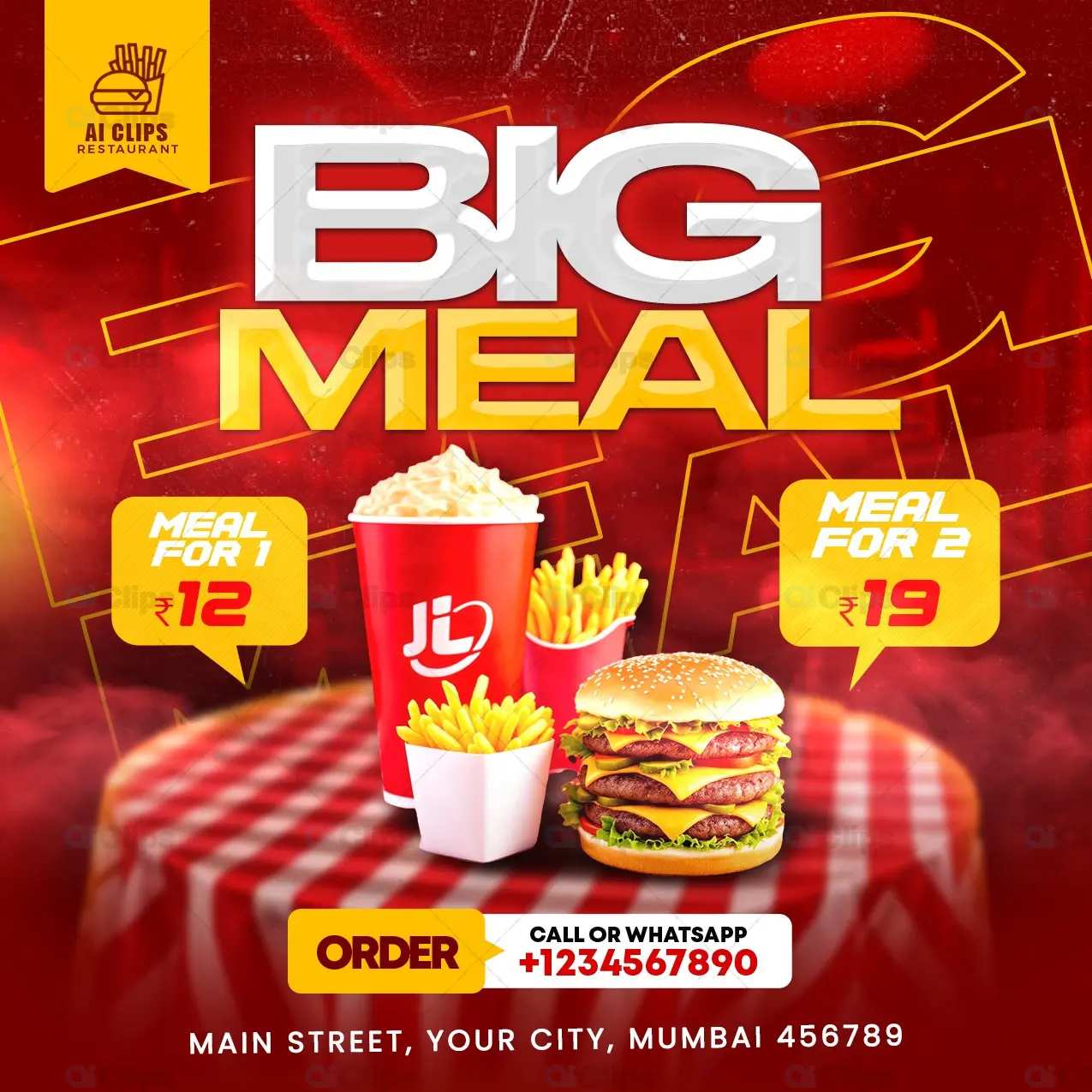 Big Meal Combo Offer Promotional PSD Template