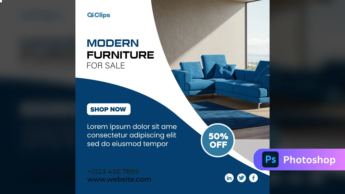 Modern Furniture Sale Photoshop Template for Professionals