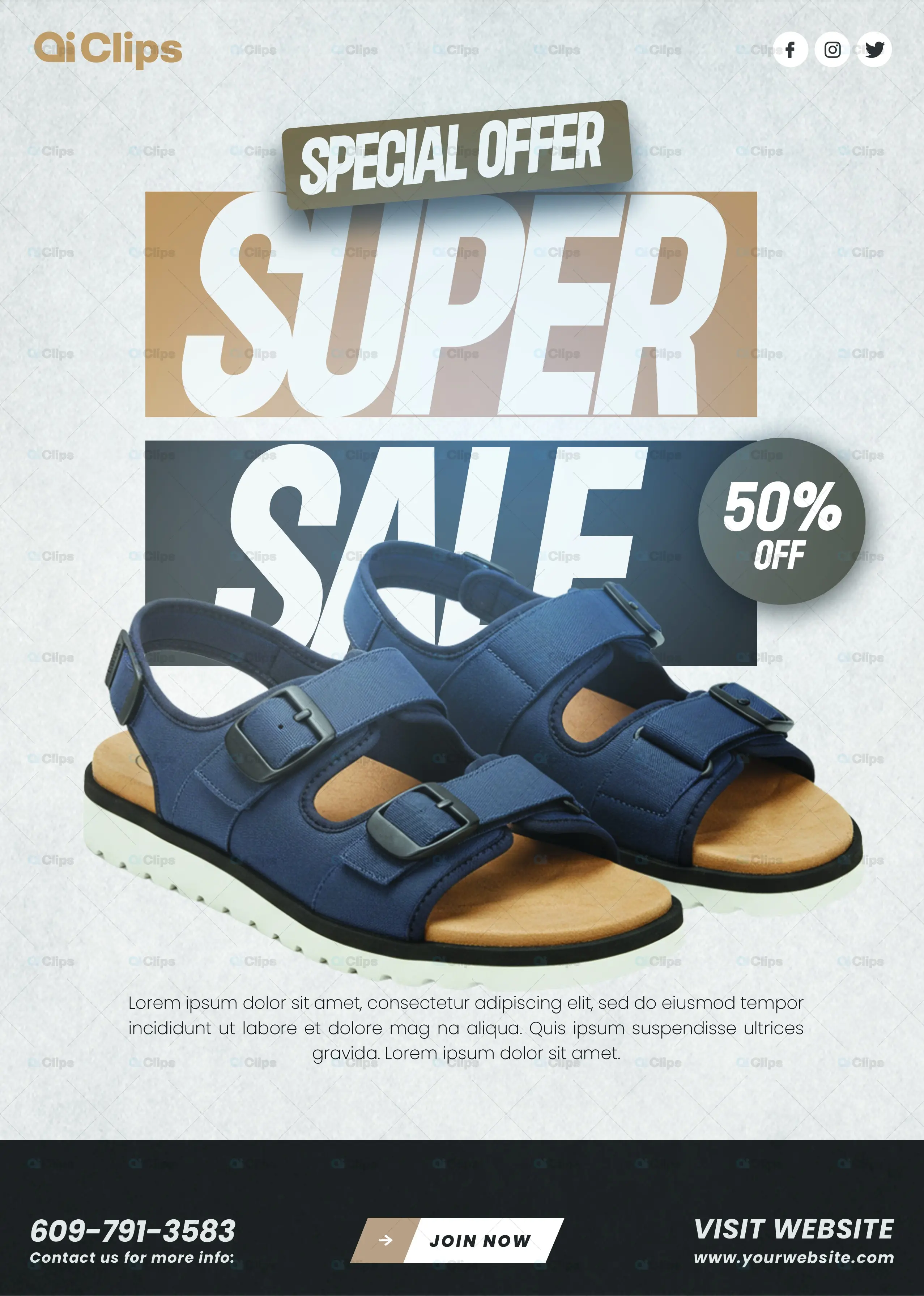 Modern Sandals Super Sale Promotional Template