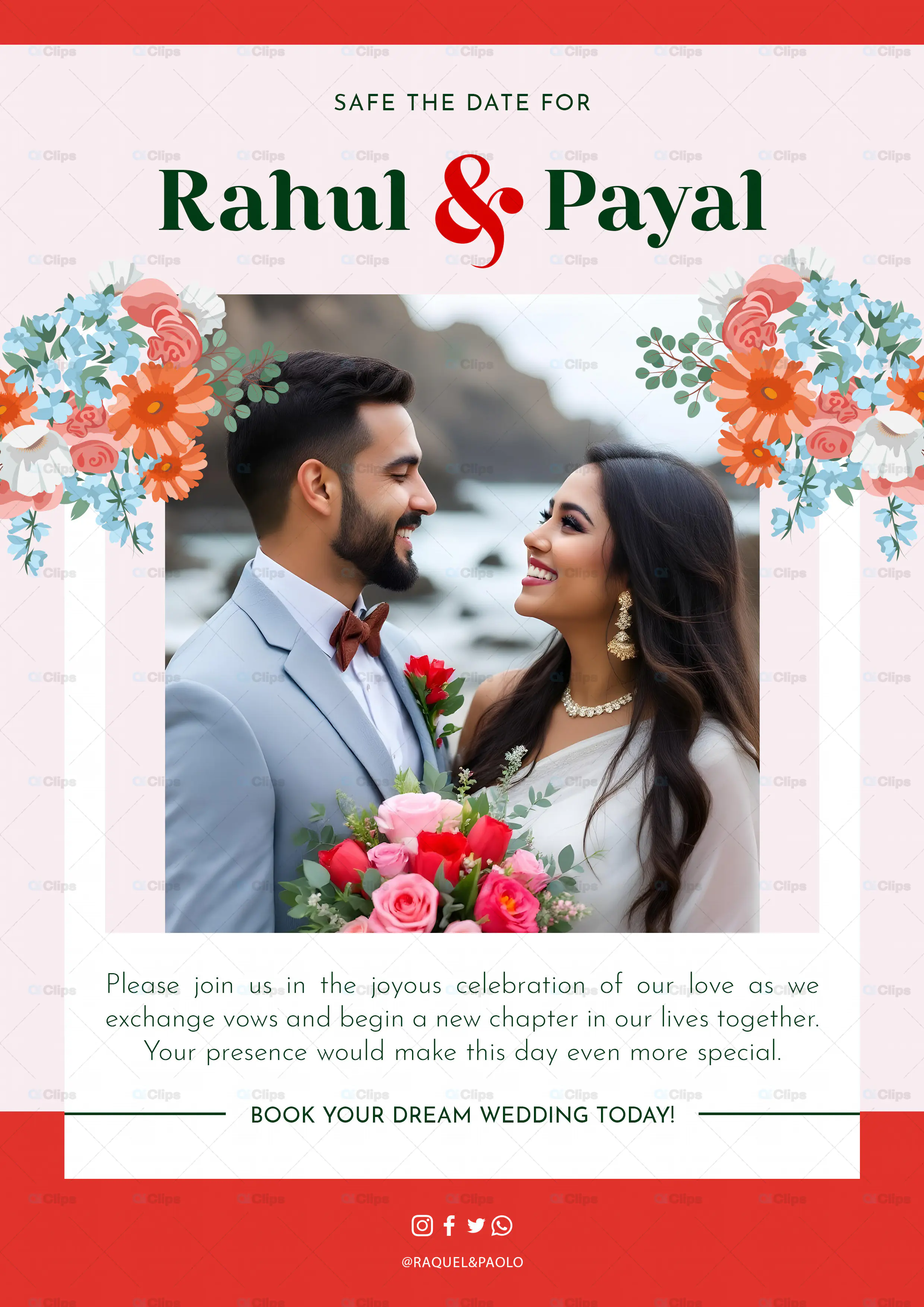 Elegant Wedding Save-the-Date PSD Template