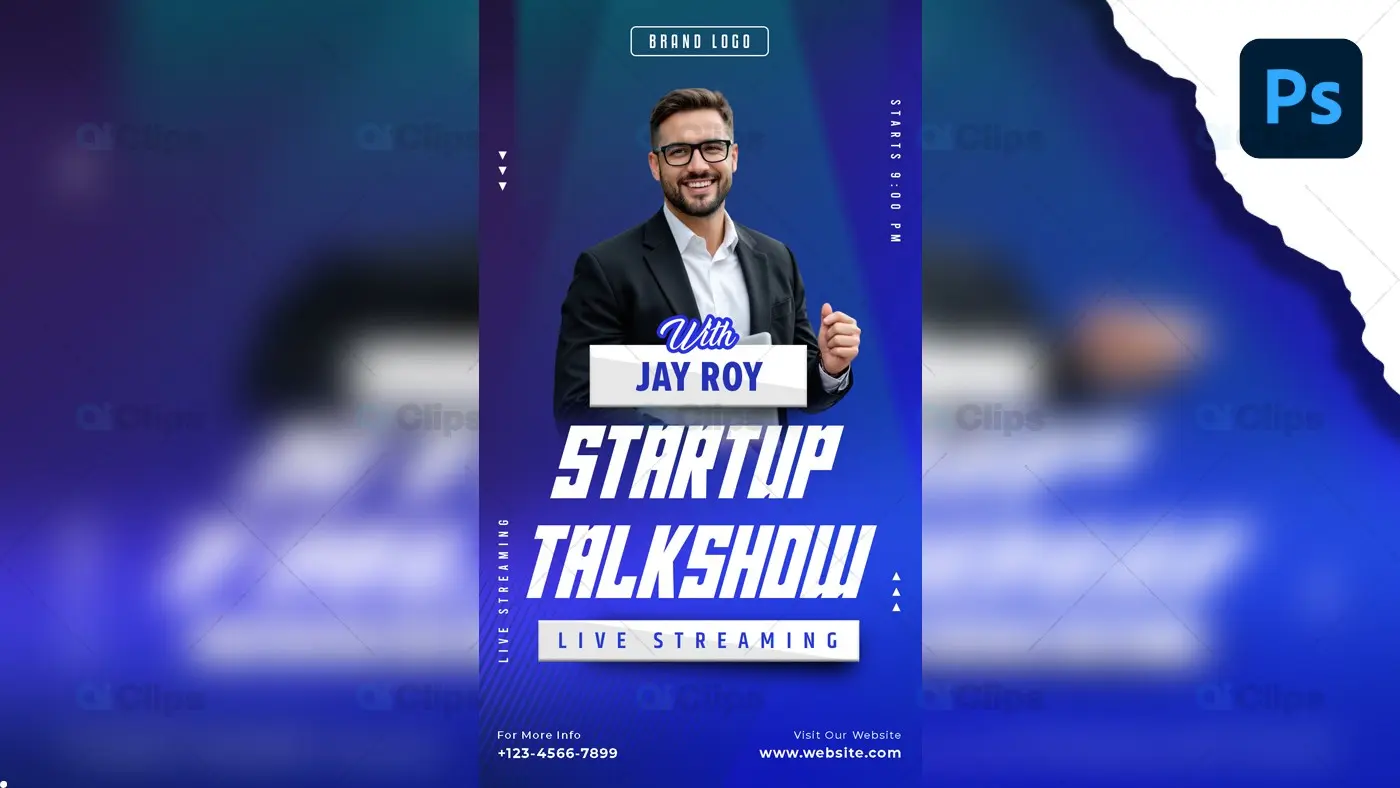 Startup Talkshow Live Streaming Poster PSD Template