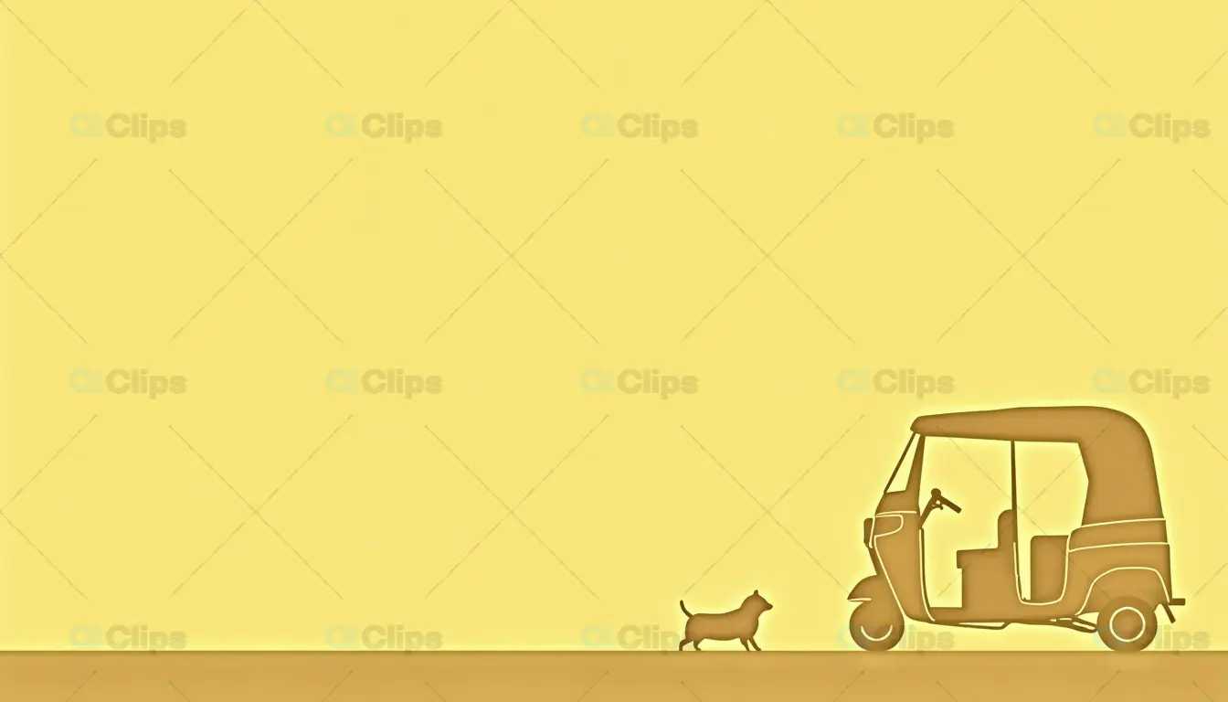 Minimalist Auto Rickshaw and Dog Silhouette