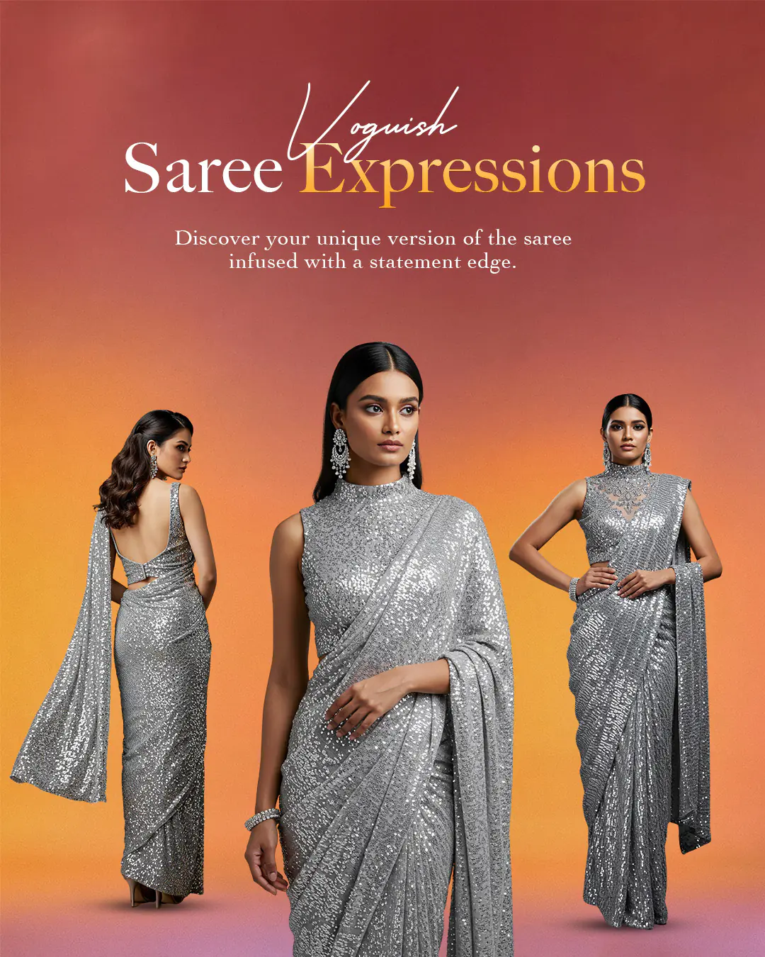 Glamorous Silver Saree Showcase