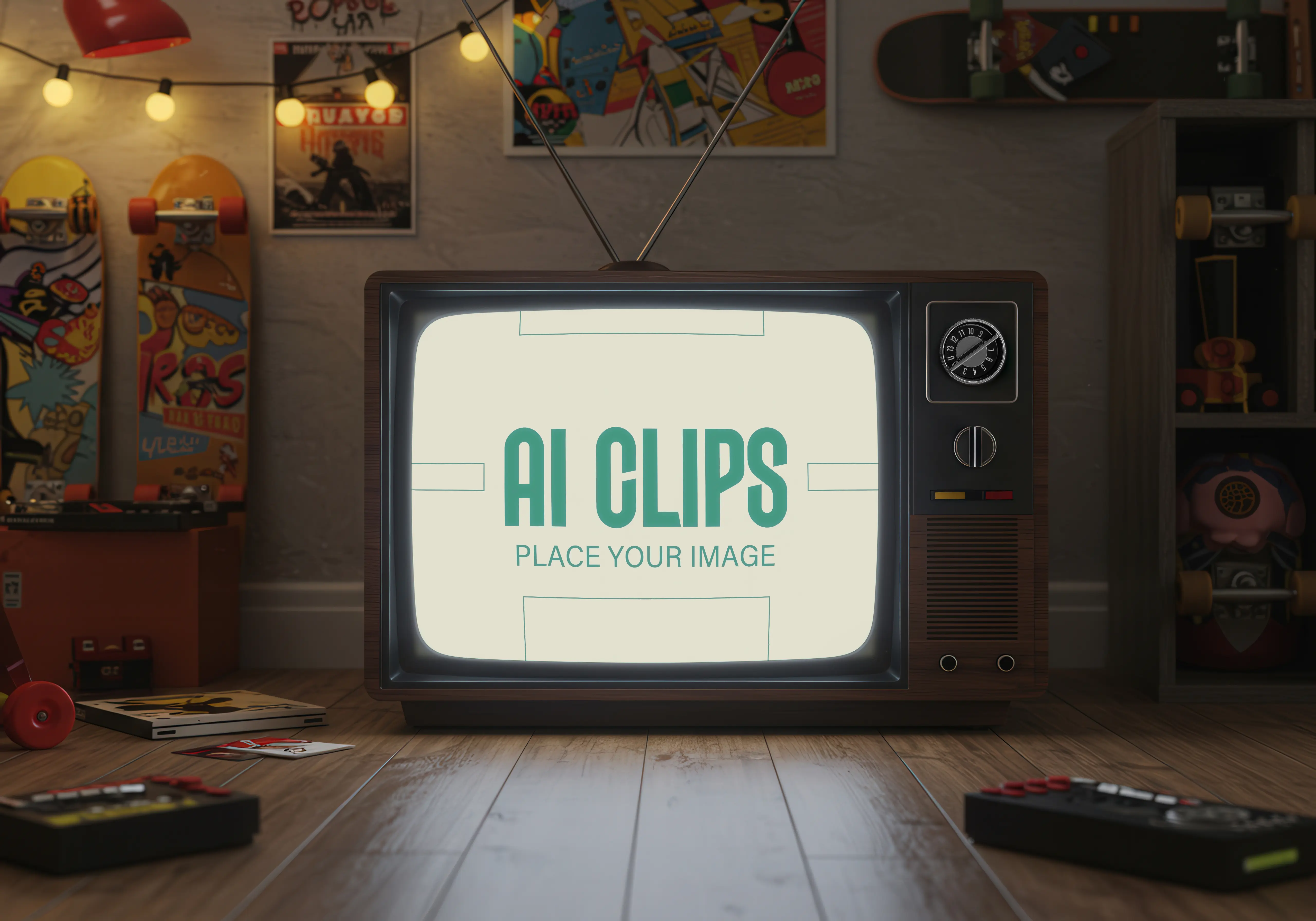 Retro TV Screen Mockup Vintage 80s Aesthetic