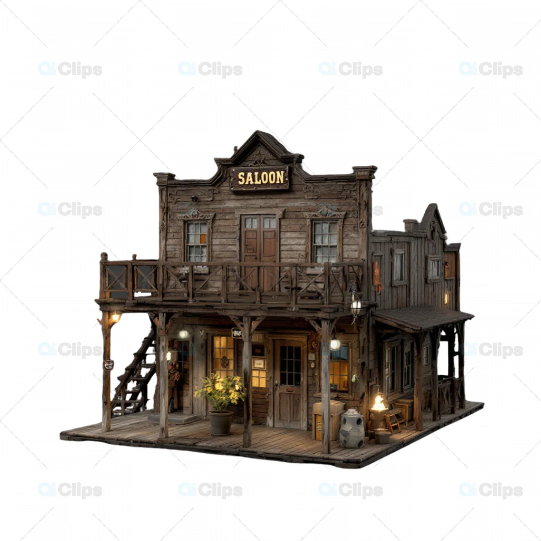 Authentic 3D Wild West Saloon Building Model