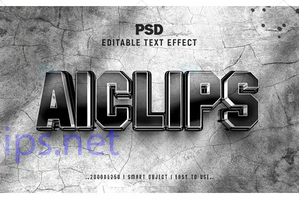 Metallic Cracked Text Effect PSD
