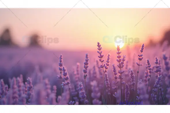 Purple Lavender Field at Sunset