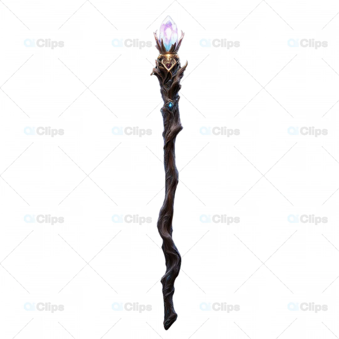 Enchanted Magic Staff with Crystal - 3D Model