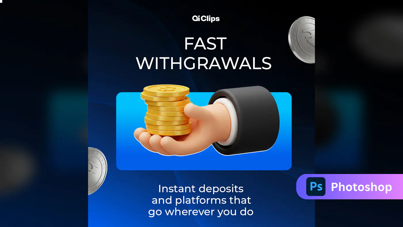 Fast Withdrawals and Instant Deposit Banner PSD Template