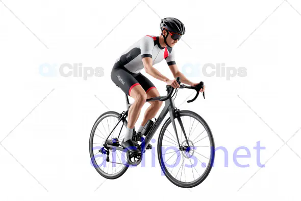 Realistic 3D Model of Professional Cyclist on Road Bike