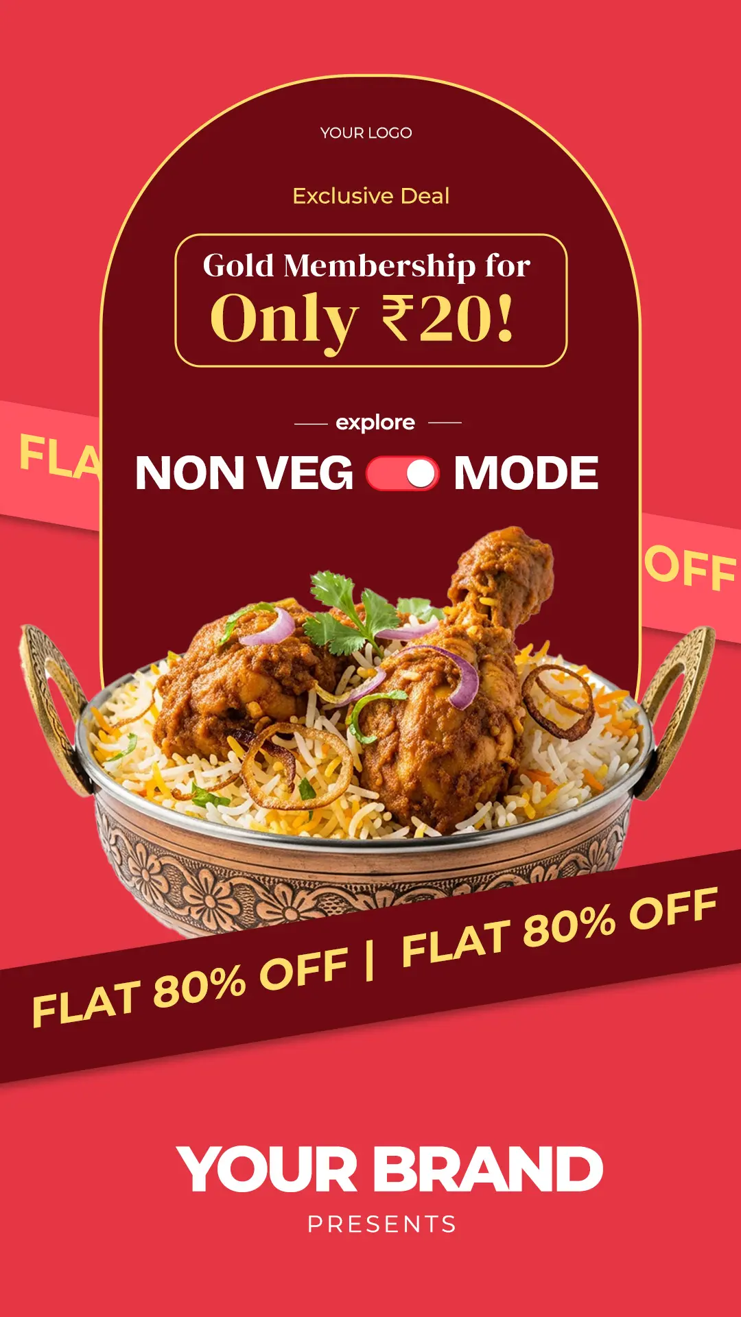 Non-Veg Food App Membership Banner Template