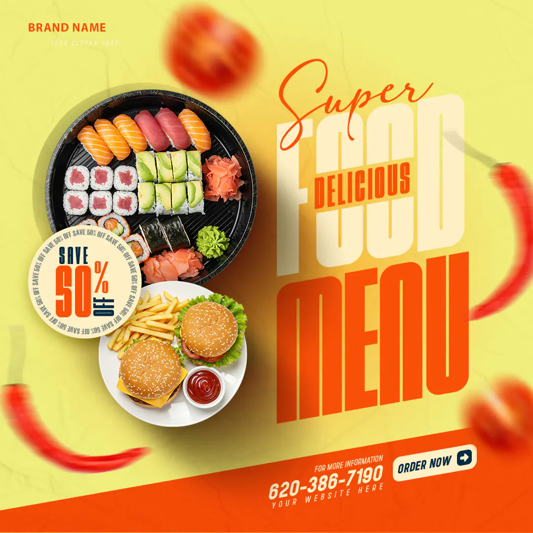 Vibrant Food Delivery Promotion Template