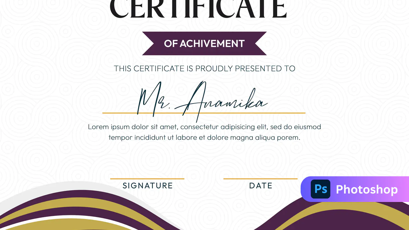 Elegant Purple Achievement Certificate Template