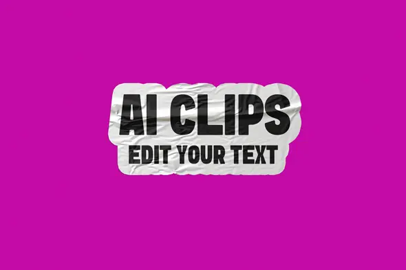 Crumpled Sticker Text Mockup