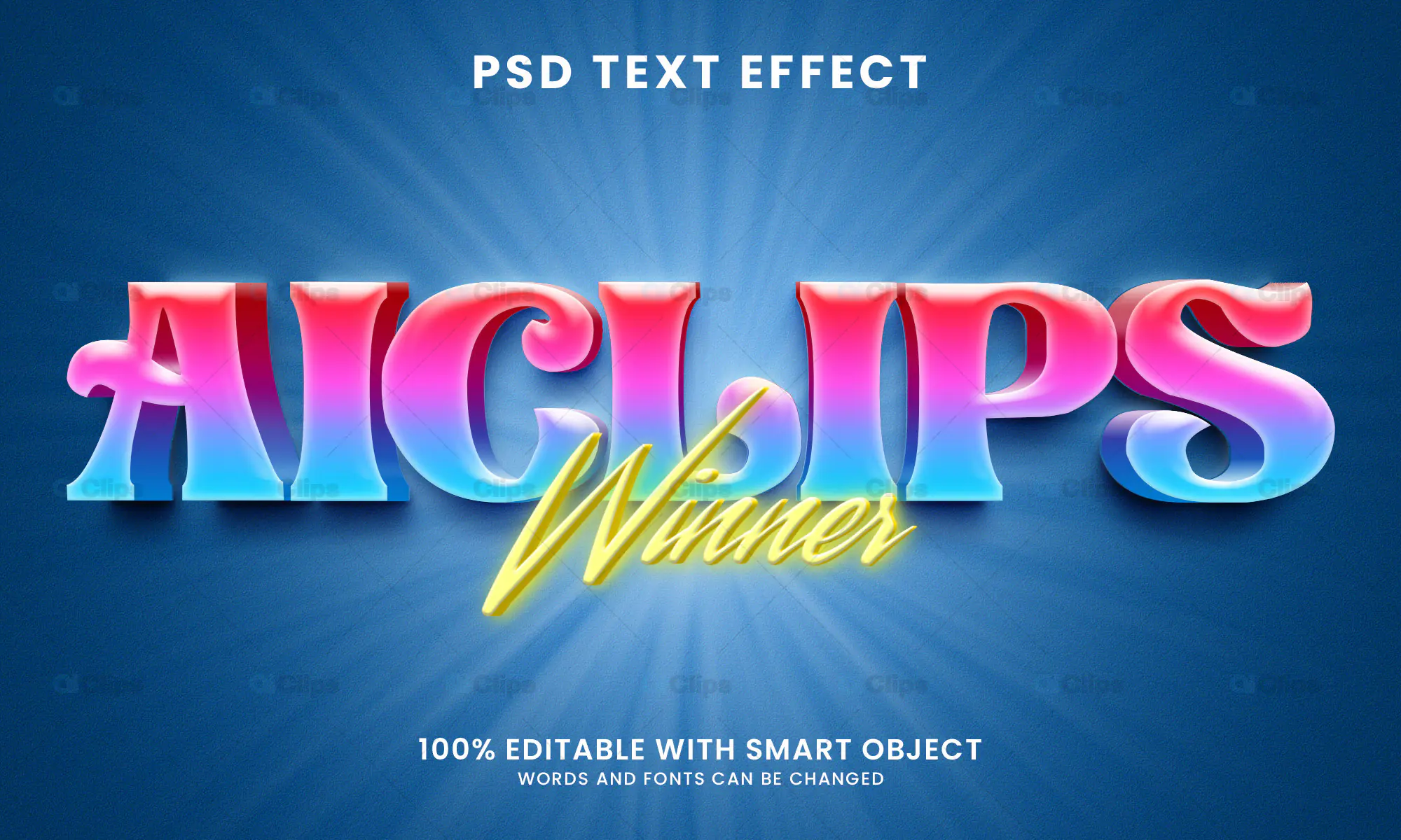 Gradient Winner Text Effect PSD