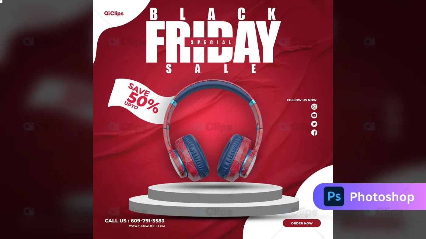 Black Friday Headphones Sale Display on Podium