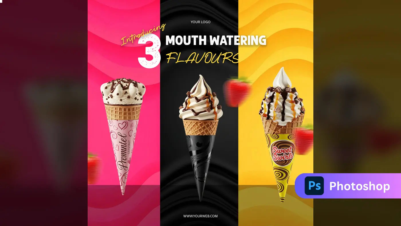Delicious Ice Cream Cones Promo Template