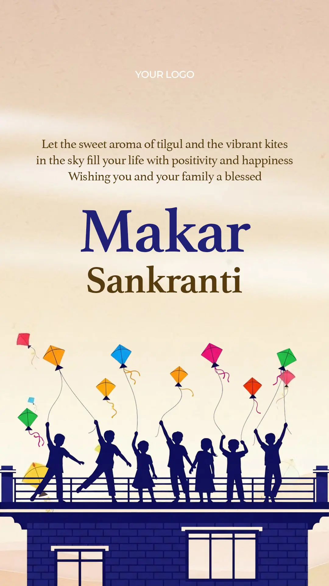 Joyful Makar Sankranti Festival Greeting Template