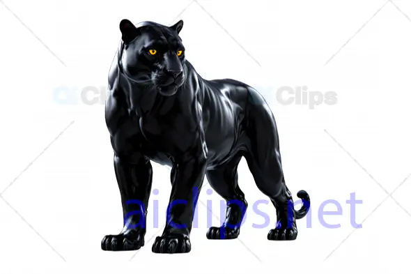 Sleek 3D Black Panther with Intense Stance