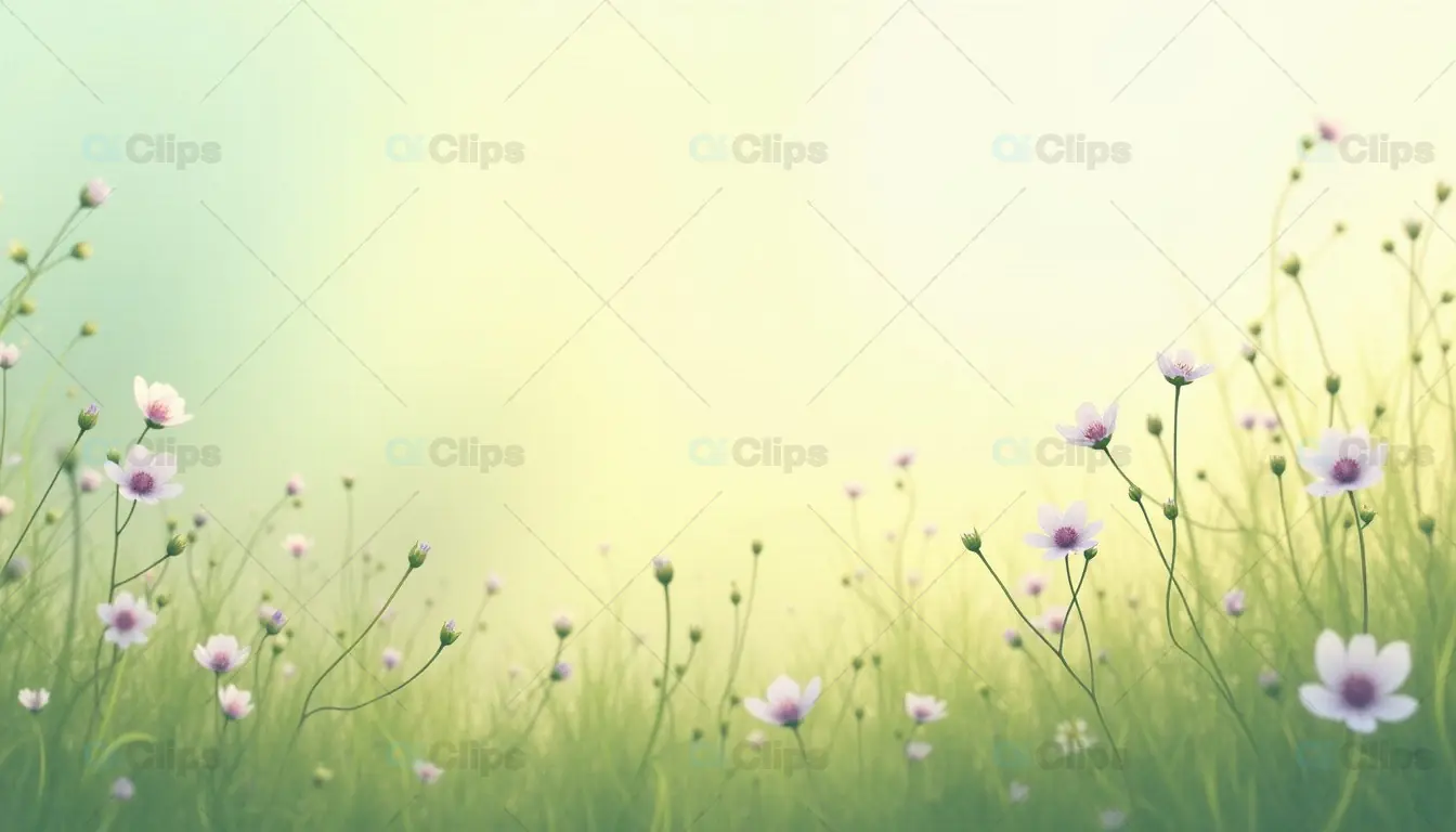 Serene Spring Meadow with Blossoming Flowers