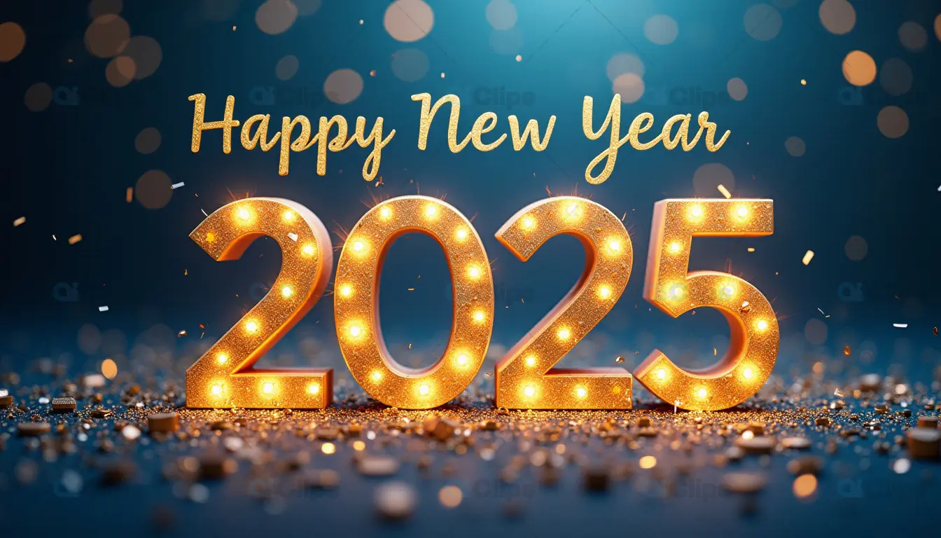 Happy New Year 2025 Glowing Celebration