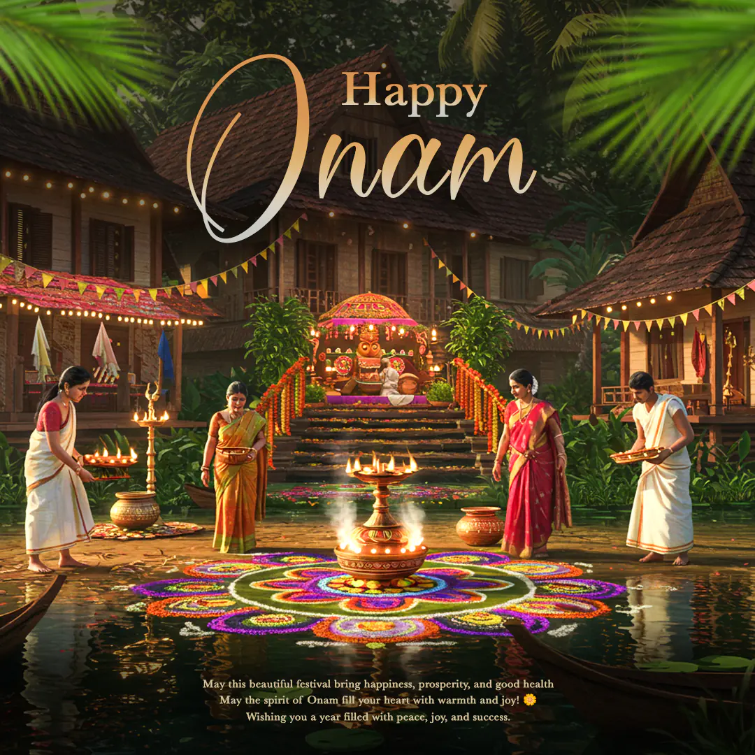Happy Onam Traditional Kerala Family Celebrations template
