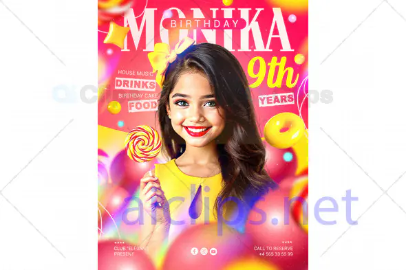 Kids Birthday Party Invitation PSD Template