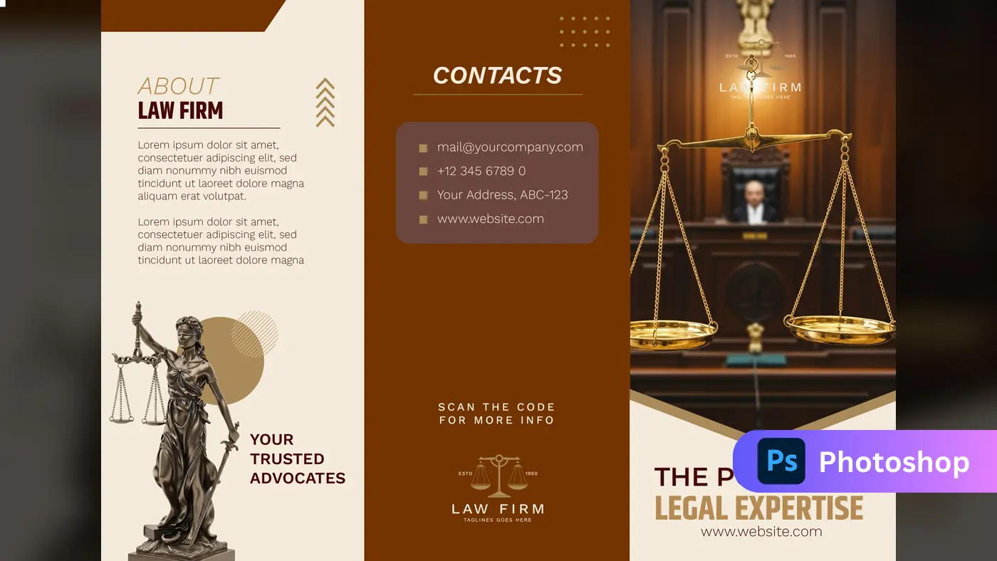 Premium Legal Services Bifold Brochure Template