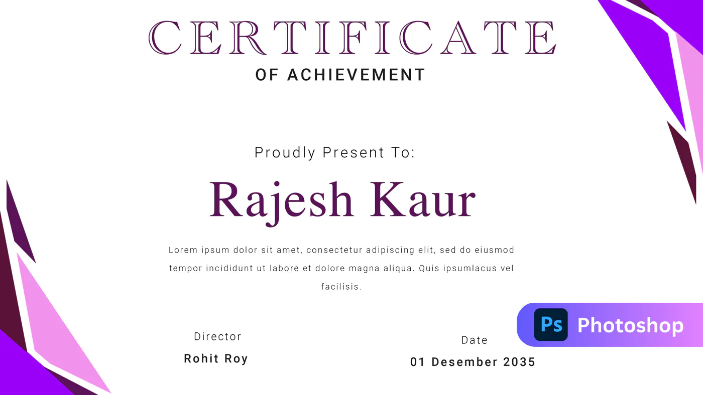 Modern Purple Achievement Certificate Template