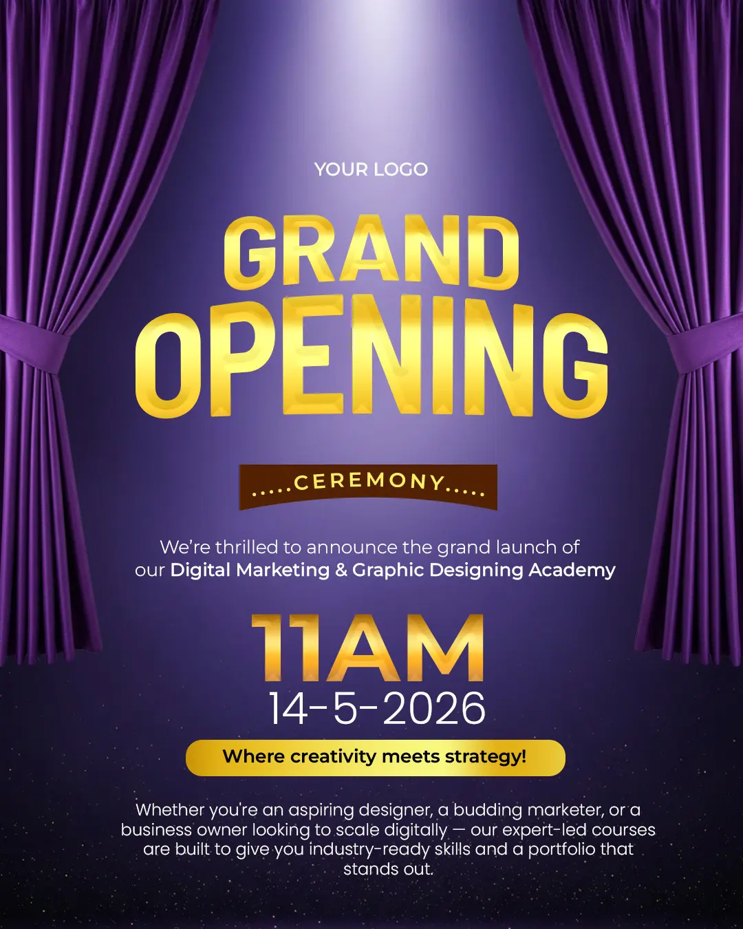 Elegant Academy Launch Announcement Template
