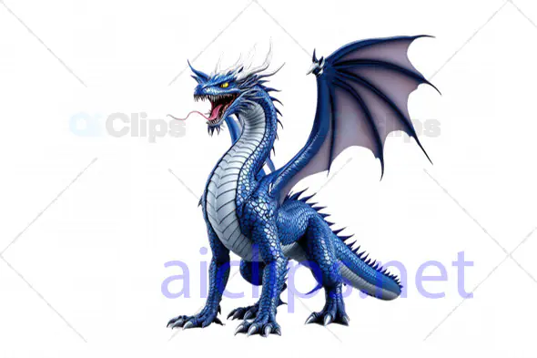 Regal 3D Blue Dragon with Majestic Scales and Fierce Stance