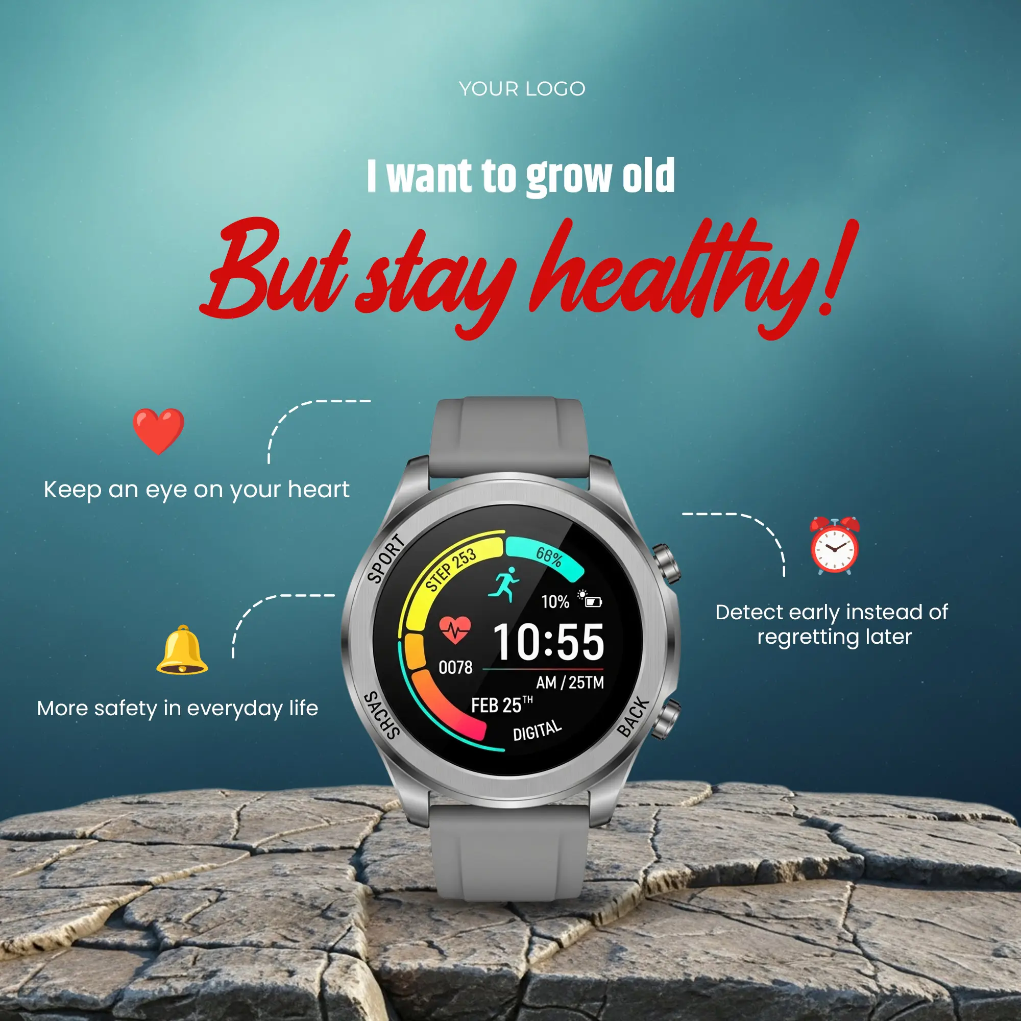 Health Monitoring Smartwatch Ad Template