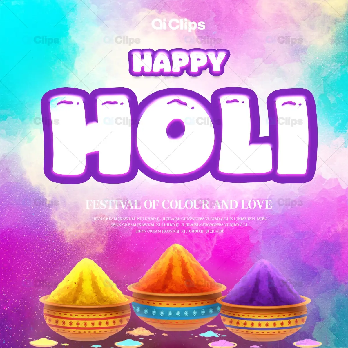 Joyful Holi Festival Photoshop PSD Template | AIClips