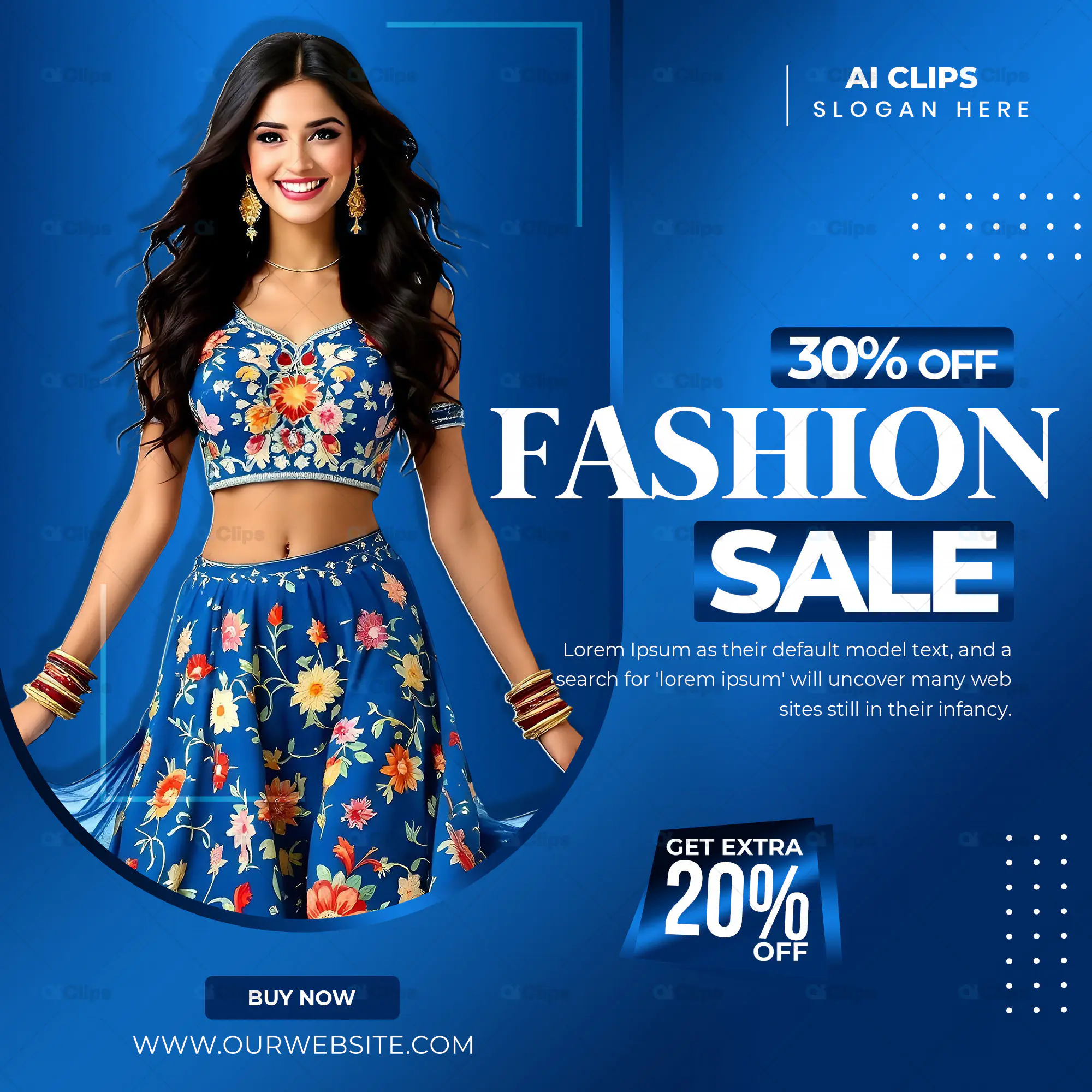 Blue Themed Fashion Sale PSD Template