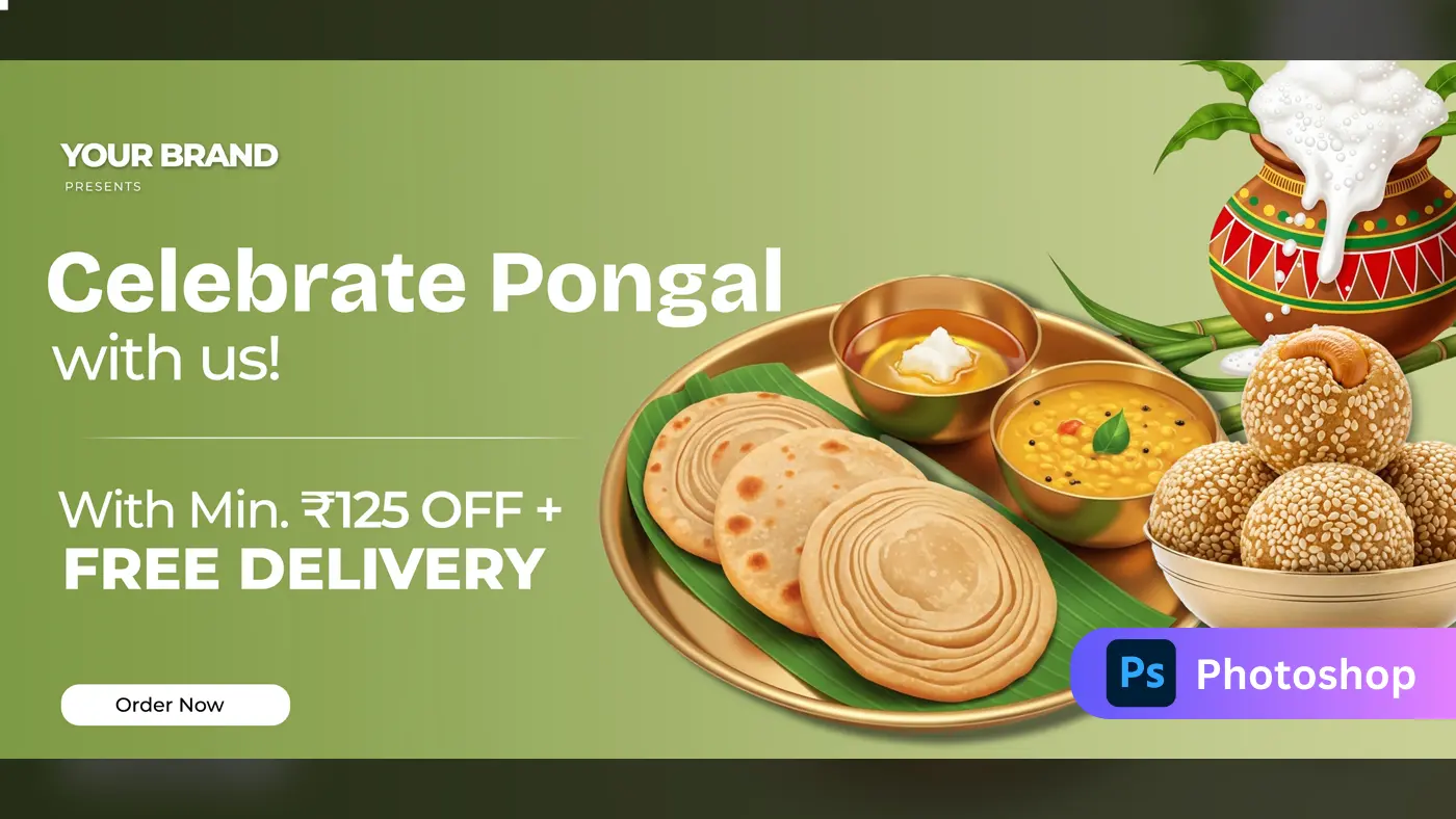 Pongal Festival Food Delivery Banner Template