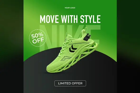High-Energy Sneaker Ad Post Template