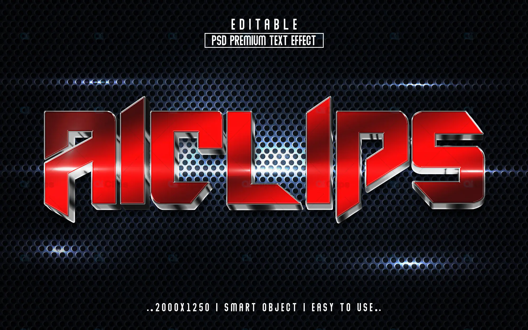 Metallic Red Text Effect PSD
