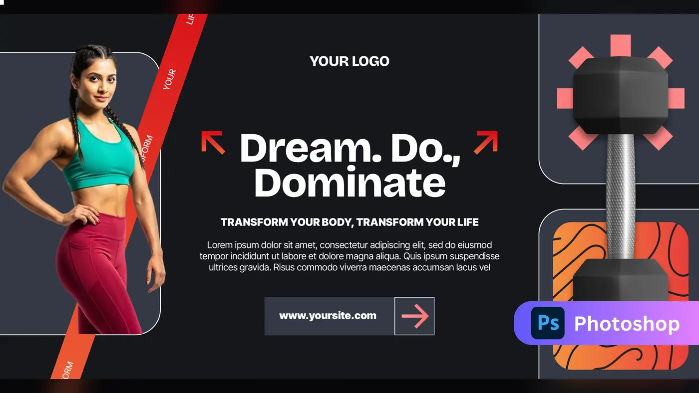 Modern Fitness Studio Promotional Banner Template