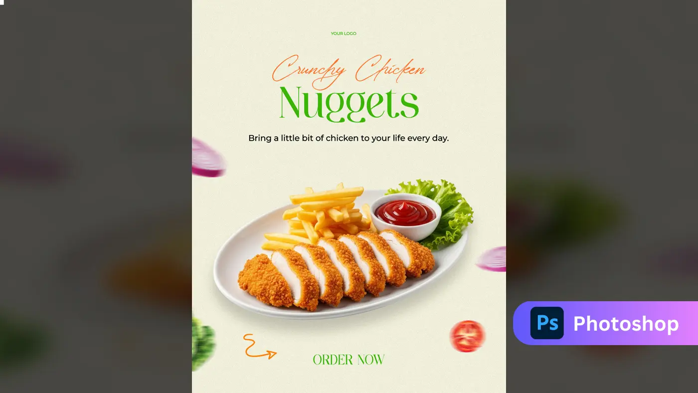 Golden Fried Chicken Nugget Ad Template