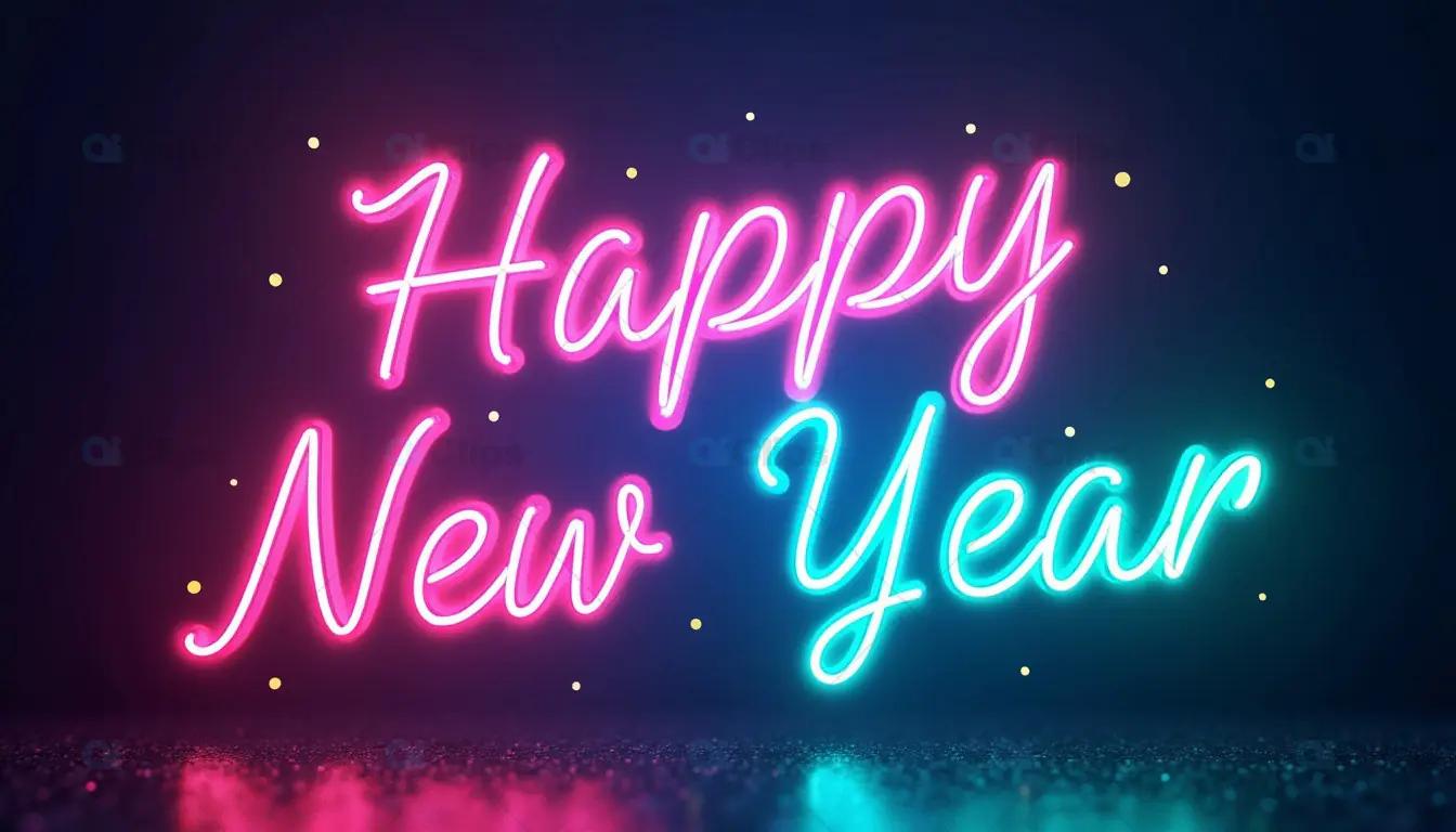 Happy New Year Neon Lights – Festive Celebration Typography