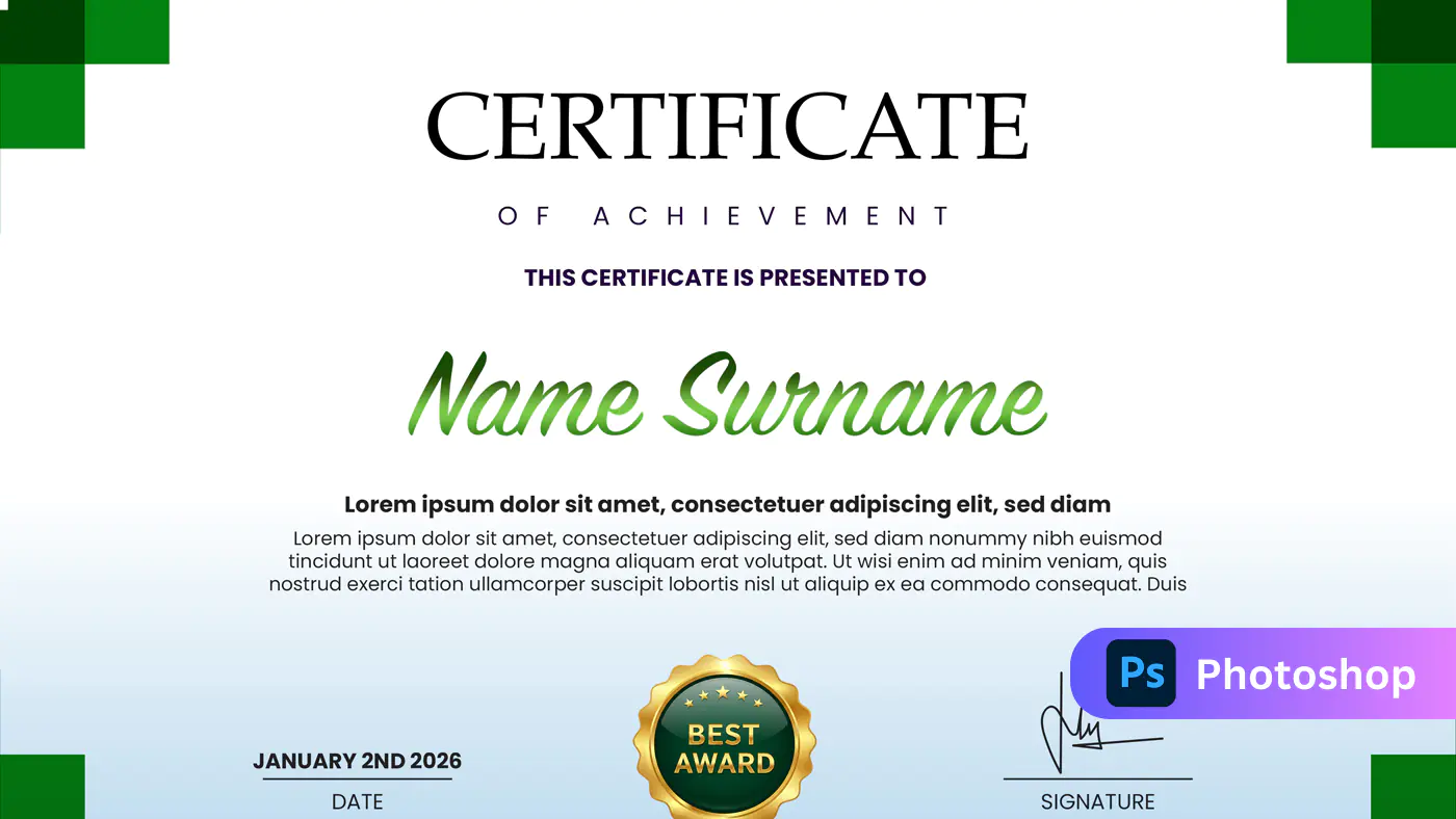 Green Geometric Achievement Certificate Template