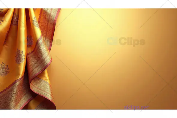 Luxurious Indian Silk Saree on Golden Background