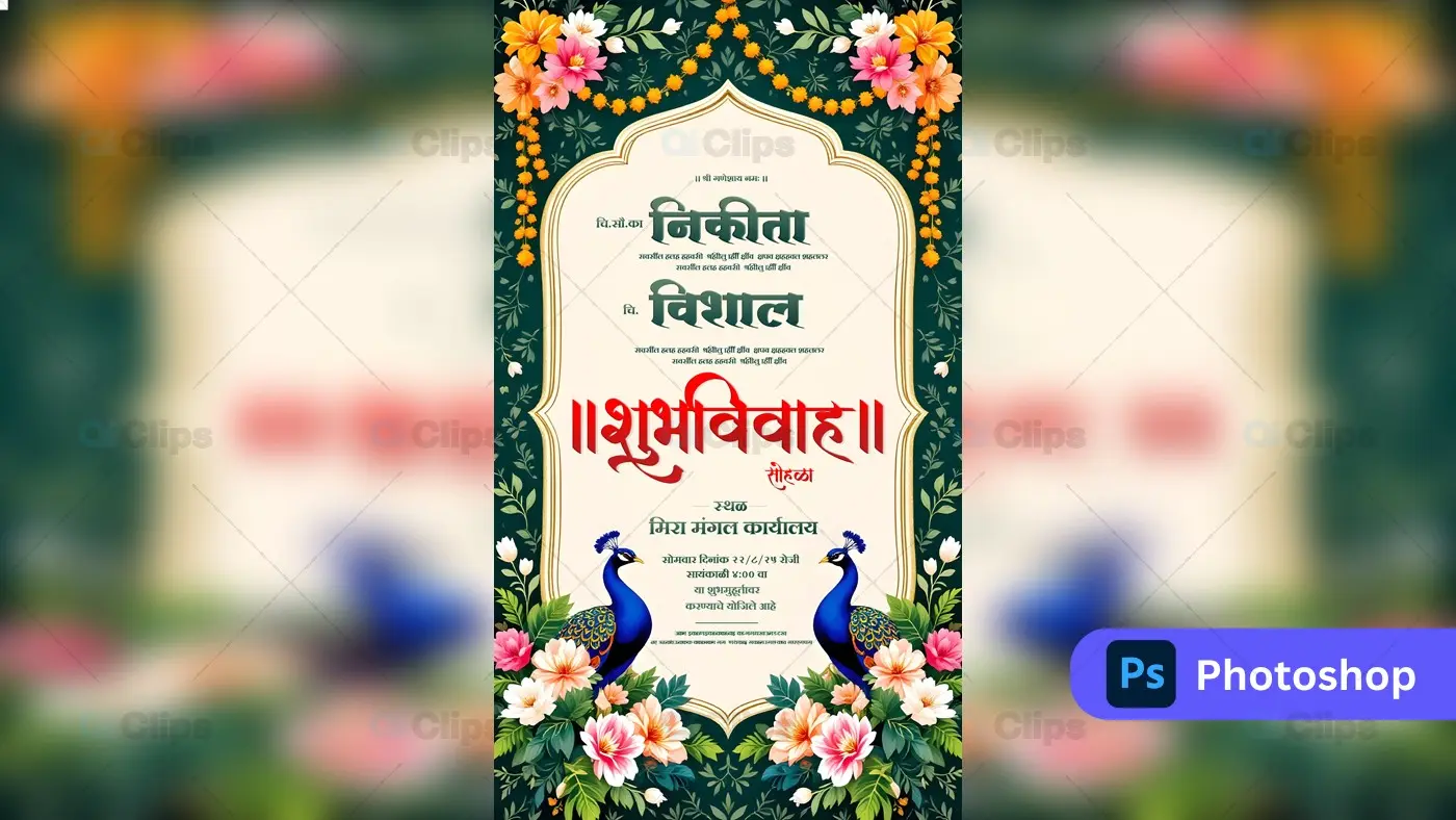 Traditional Indian Wedding Invitation PSD Template