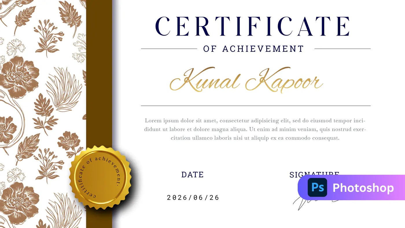 Elegant Floral Achievement Certificate Template