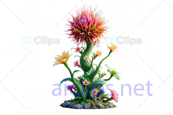Vibrant Fantasy Alien Flower 3D Model