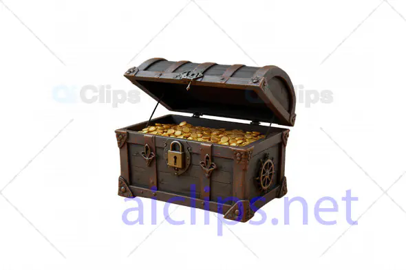 Treasure Chest with Gold Coins - 3D Fantasy Model